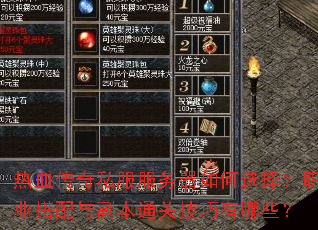 热血传奇私服服务器如何选择?职业搭配与副本通关技巧有哪些? 热血传奇私服服务器如何选择?职业搭配与副本通关技巧有哪些?