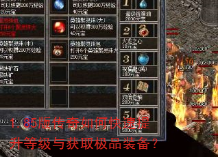1.85版传奇如何快速提升等级与获取极品装备? 1.85版传奇如何快速提升等级与获取极品装备?